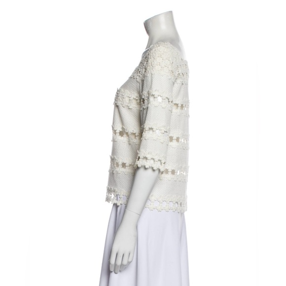 Oscar de la Renta ecru Lace & Embroidered top blouse size 2 - Picture 10 of 12